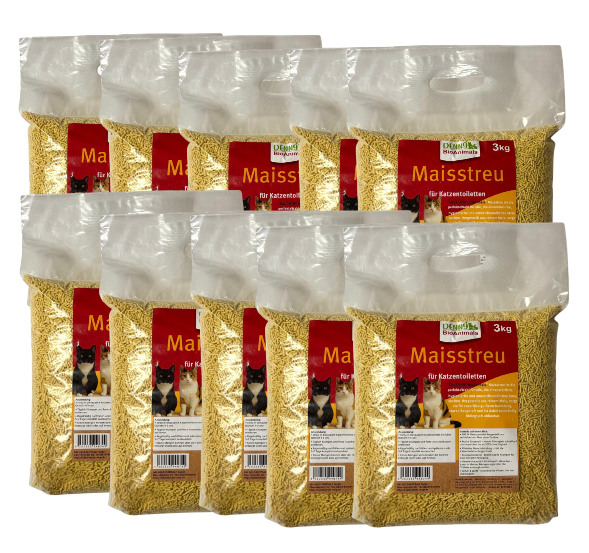 Mais Katzenstreu 30 kg / 80 L von Denny Bio Animals – Ansicht 1