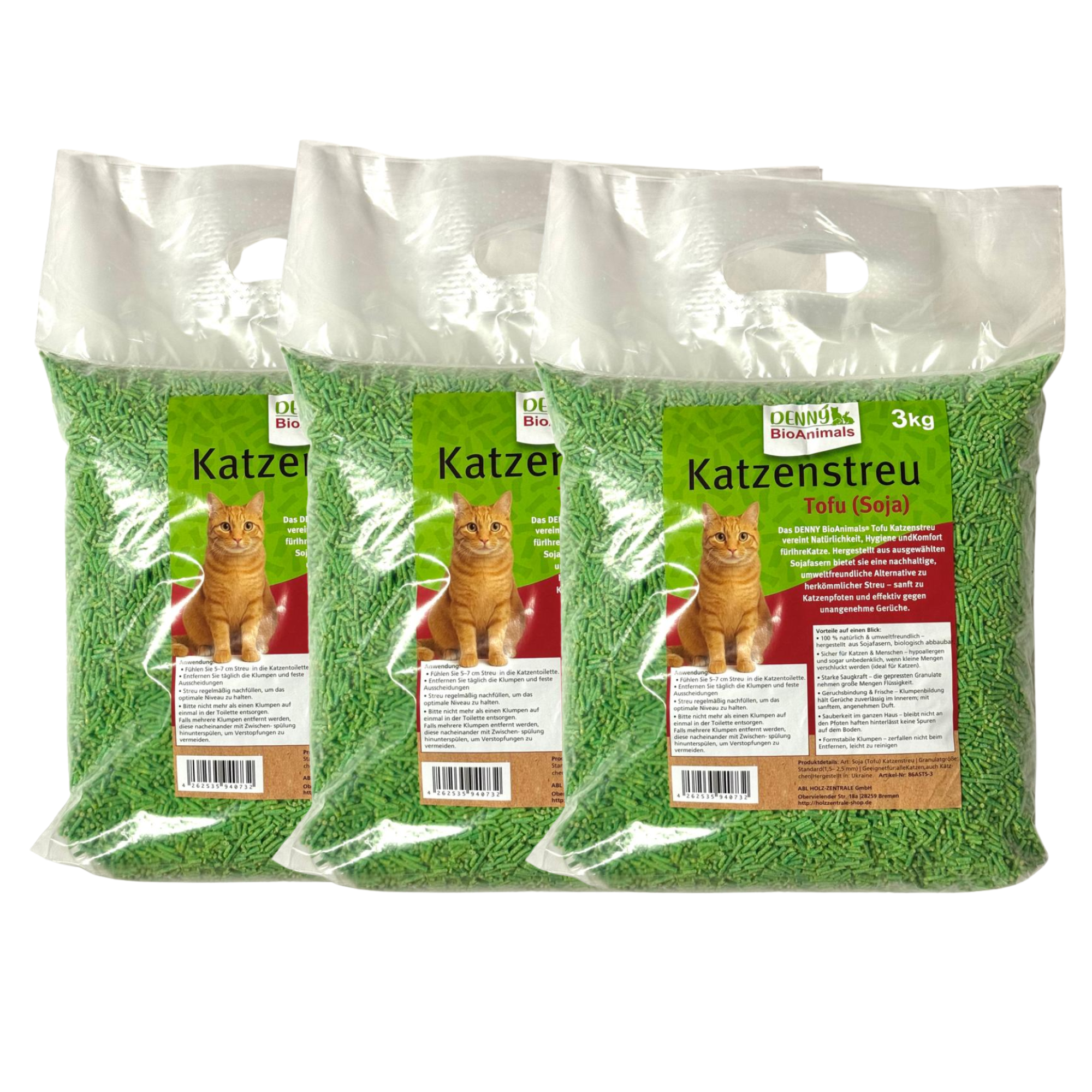 Tofu Katzenstreu 9 kg / 24 L von Denny Bio Animals – Ansicht 1