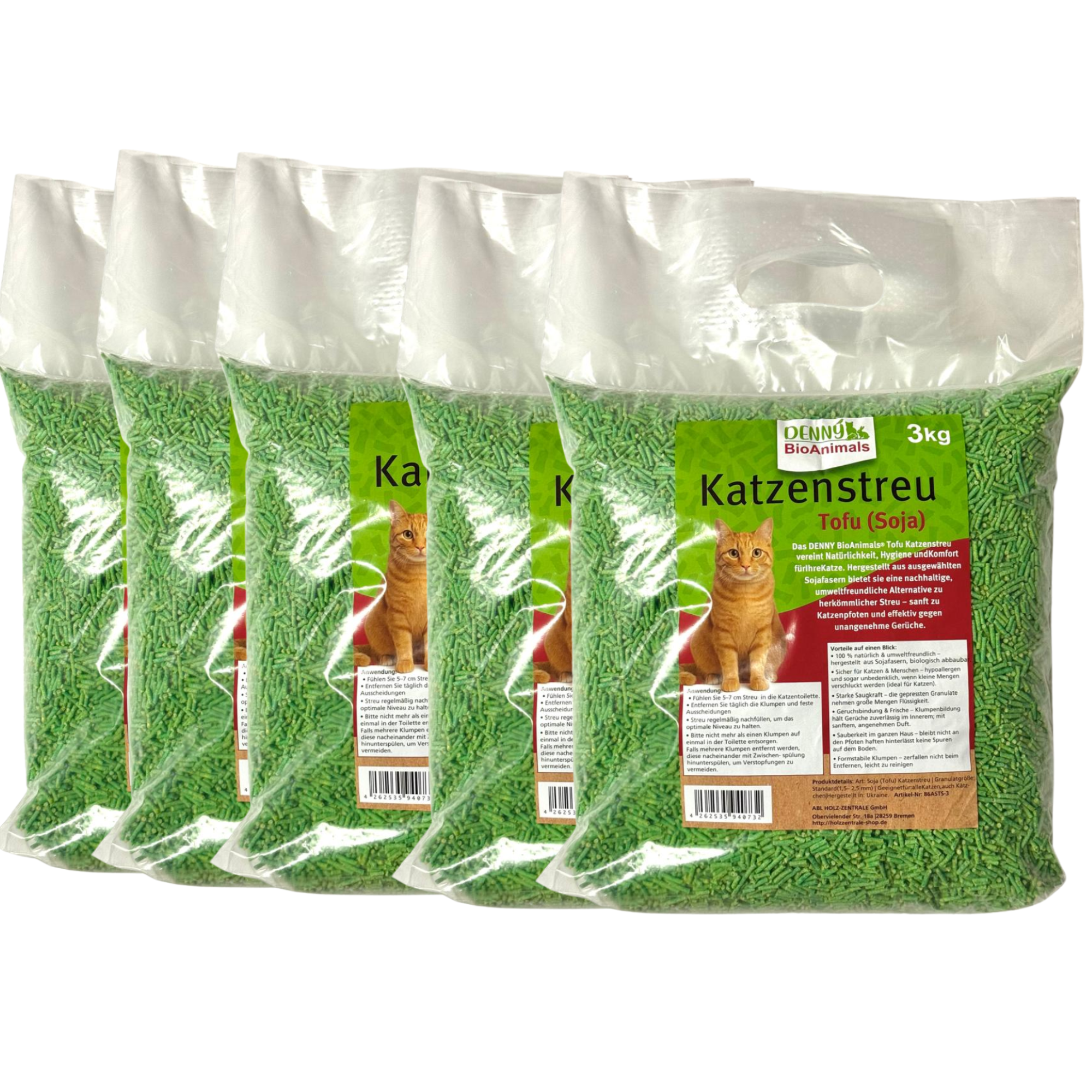 Tofu Katzenstreu 15 kg / 40 L von Denny Bio Animals – Ansicht 1