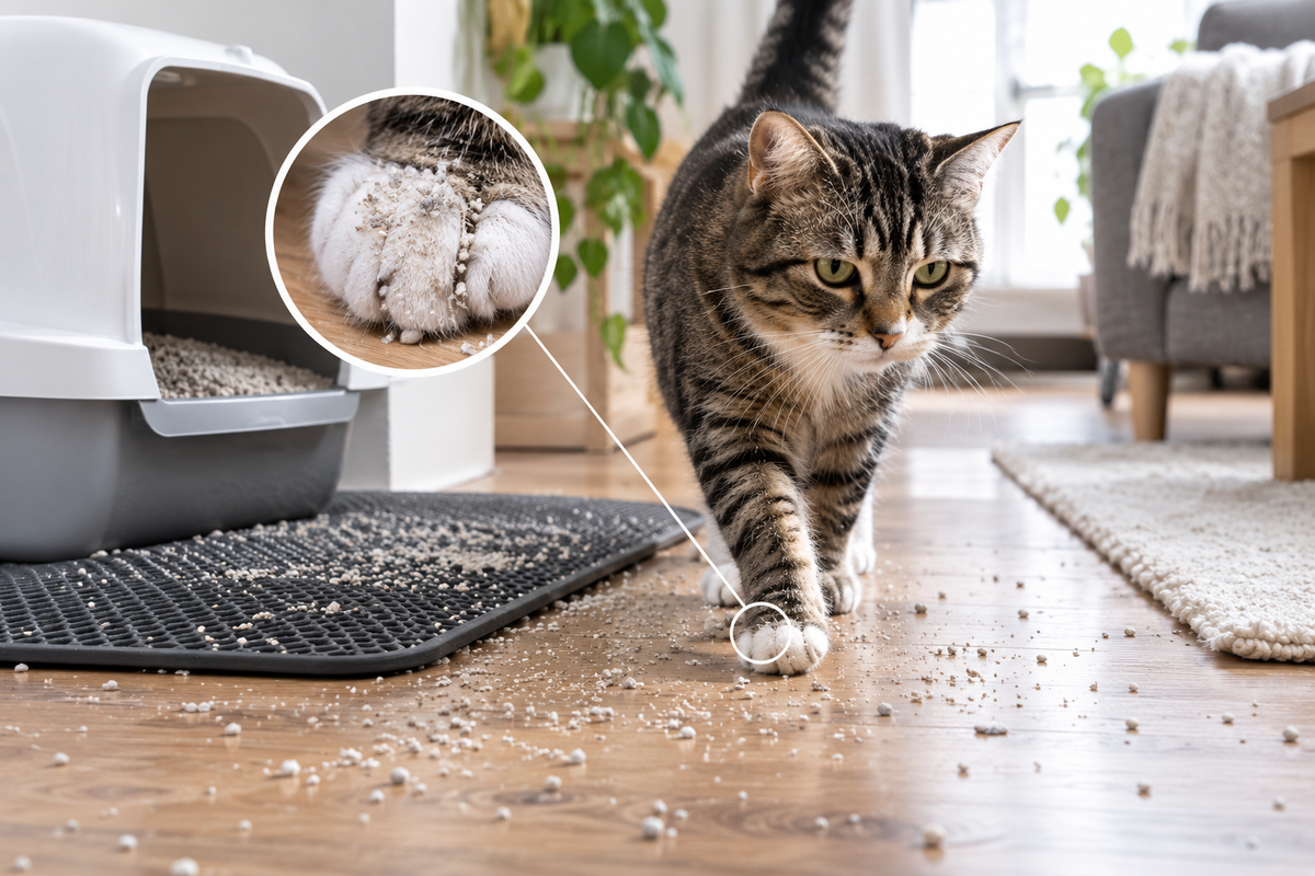 Katzenstreu in der ganzen Wohnung: Ursachen für Streuverlust – und was wirklich hilft
