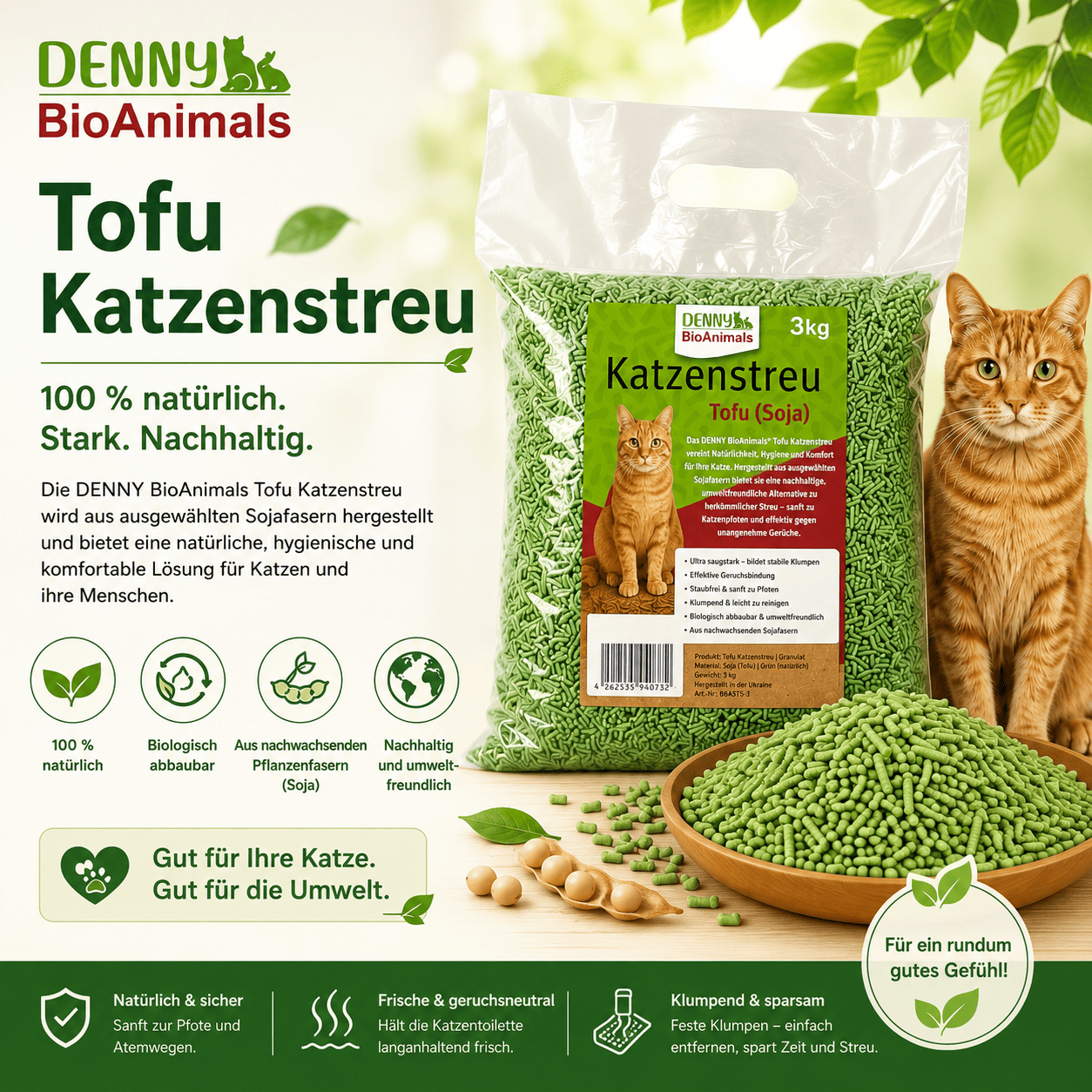 Tofu Katzenstreu 3 kg / 8 L