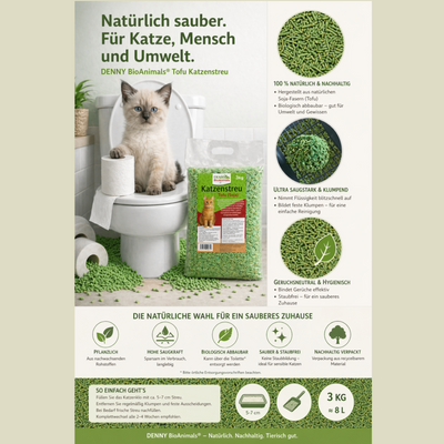 Katzenstreu Set 18 kg Tofu und Mais von Denny Bio Animals – Ansicht 4