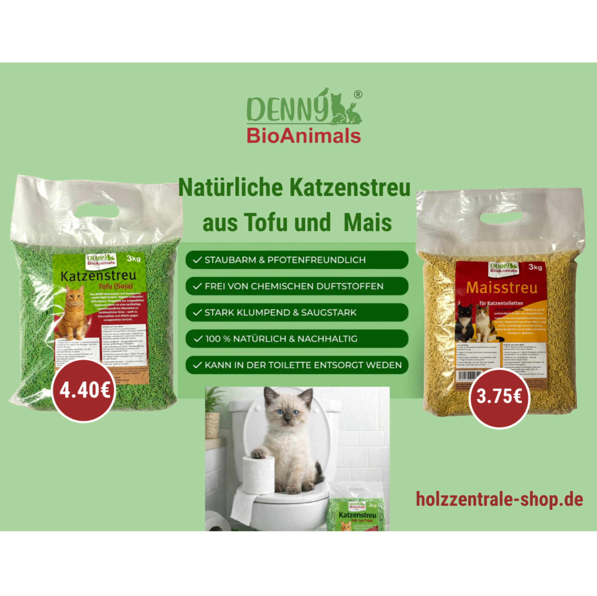 Mais Katzenstreu 3 kg / 8 L von Denny Bio Animals – Ansicht 8