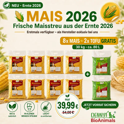 Katzenstreu Set 30 kg – 8× Mais + 2× Tofu gratis – Mais 2026