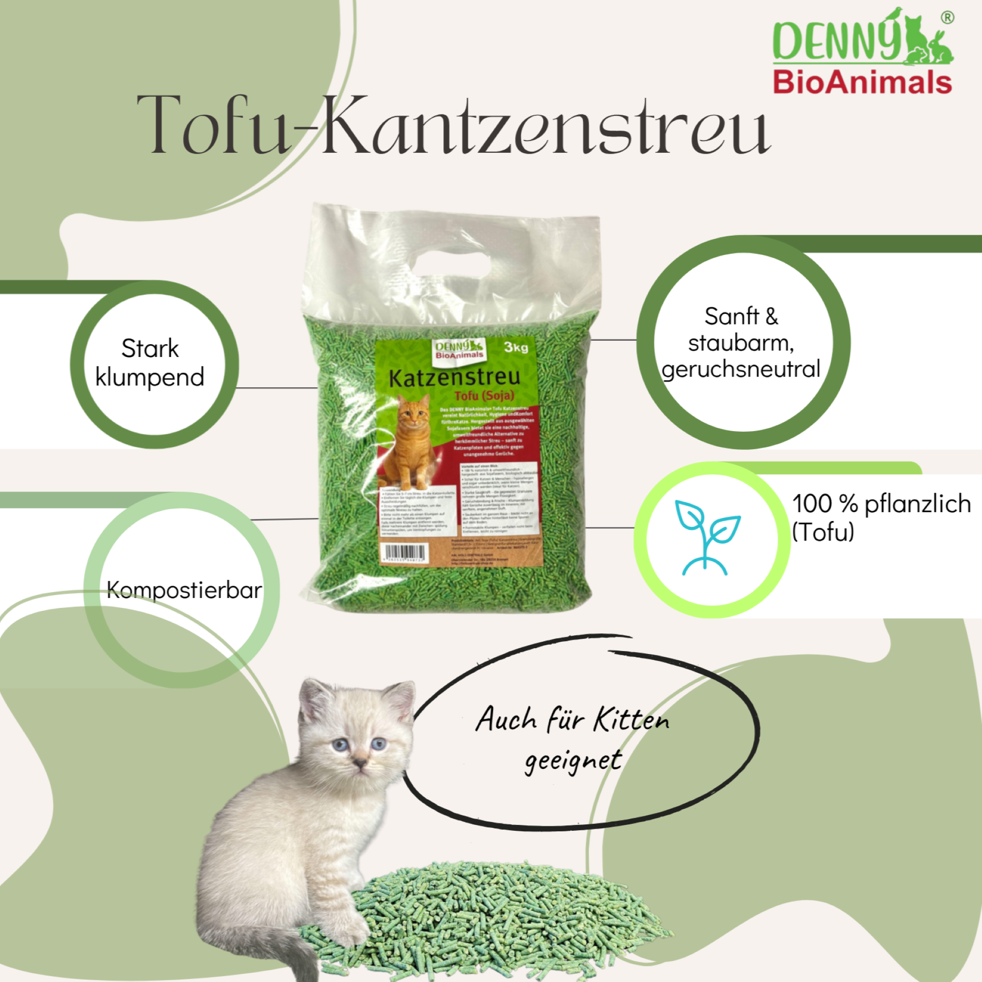 Tofu Katzenstreu 15 kg / 40 L von Denny Bio Animals – Ansicht 9