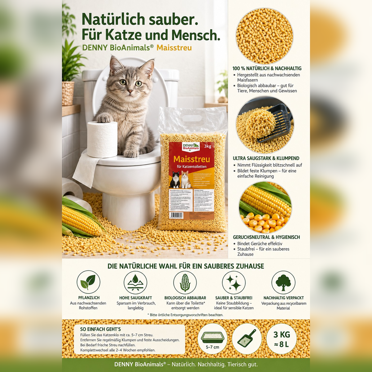 Mais Katzenstreu 3 kg / 8 L